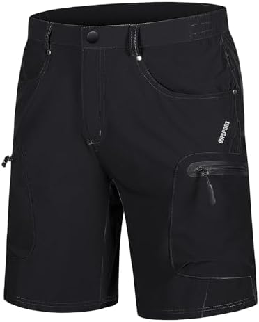 Men's Hiking Cargo Shorts 10" with Zipper Pockets Quick Dry Casual Stretch Golf Work Short Outdoor Summer