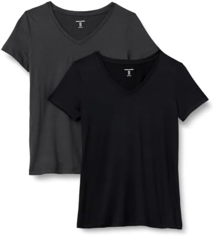 Women's Active Quick Dry Tech Stretch Short-Sleeve T-Shirt, V-Neck or Crewneck, Moisture-Wicking, Pack of 2