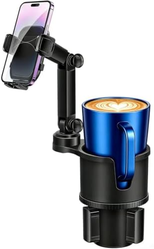 2-in-1 Cup Phone Holder for Car, 360° Adjustable Car Phone Mount