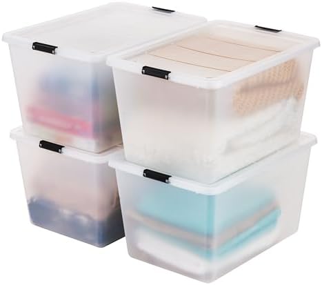 4-Pack 55 Quart Clip Box with Latching Lid