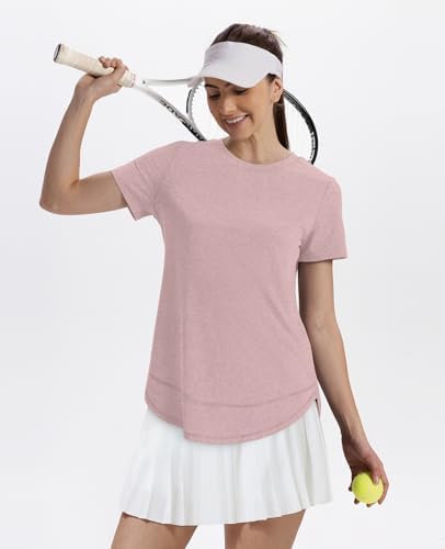 Womens Workout Tops Short Sleeve Shirts Sun Protection UPF 50+ Quick Dry Outfits for Hiking Running S-3XL