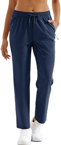 Women's Hiking Pants Lightweight Quick Dry UPF 50 Water Resistant Elastic Waist Golf Travel Pants Zip Pockets
