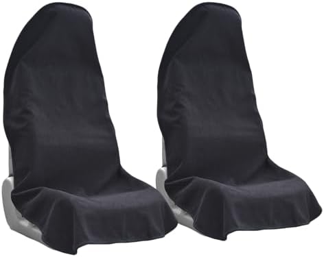 Car Seat Covers Universal Car Protective Front Seat Covers Washable Non-Slip Seat Protectors for Gym Workouts,Waterproof and Sweatproof Towel Seat Covers for Cars,Trucks, Jeeps (2 Pack Black)