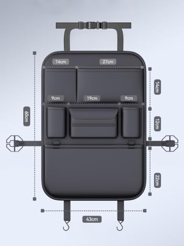 【KOVOA】 Leather Car Seat Back Organizer, 6-Pocket Waterproof Storage Holder