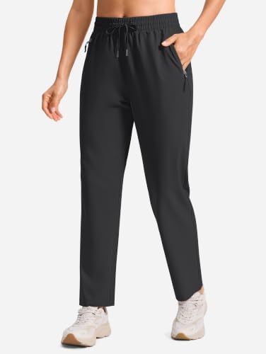 Women's Lightweight Hiking Pants Quick-Dry Breathable Outdoor Travel Sweatpants with Zipper Pockets for Casual