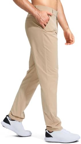 Men's Golf Pants Stretch Work Dress Comfy Pants 30"/32"/34" Lightweight Quick Dry Casual Slacks Trousers with Pockets