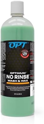 Optimum No Rinse Wash and Wax – Rinseless Car Wash Formulated with Carnauba Wax with UV Protection - For Cars, RVs, Trucks, Motorcycles and more (32 Oz)