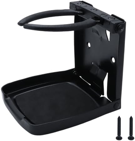 304 Stainless Steel Adjustable Folding Cup Holders,Matte Black Boat Drink Cup Holder,Folding Wall Car Desk Cup Holder for Trucks,RVs,Vans,Boats,Campers,Caravans(1 Pack)