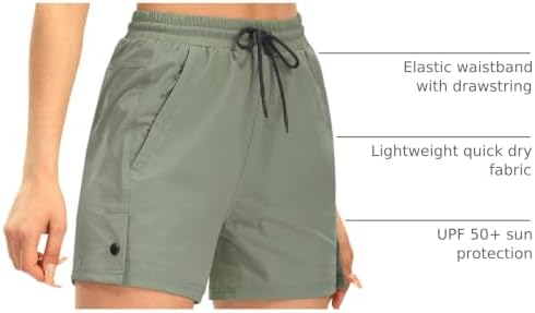 Women's Hiking Shorts, Quick Dry Lightweight Summer Shorts for Golf Travel, 4"/ 7" Curvy-Fit with Zipper Pockets