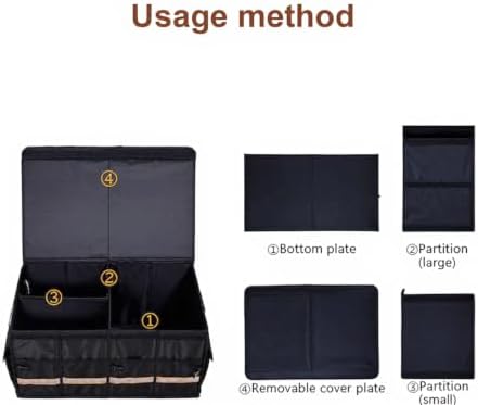 Car Trunk Organizer 66L with Lid, Collapsible Waterproof Cargo Storage Box for SUV Sedan