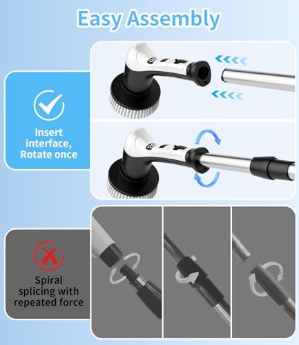 Electric Spin Scrubber, Cordless Power Shower Cleaning Brush for Bathroom