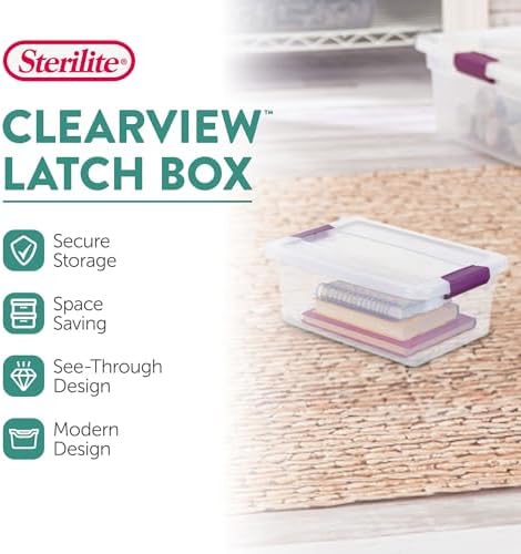 ClearView Latch Boxes, Storage Bins with Lids, 6 Quart, 12-Pack
