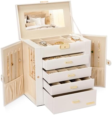 Large Jewelry Box for Women: 5-Layer Organizer with Lock for Dresser