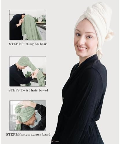 2-Pack Large Microfiber Hair Towel Wraps for Women, 27 × 39 in