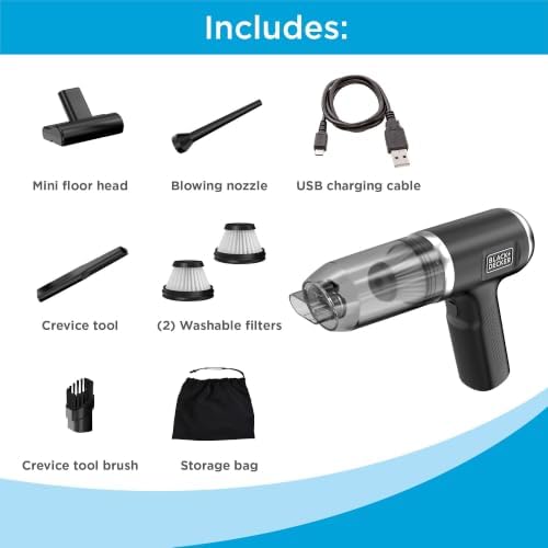 BLACK+DECKER dustbuster mini 2-in-1 Hand Vacuum Air Blower, Black (MDB-1)