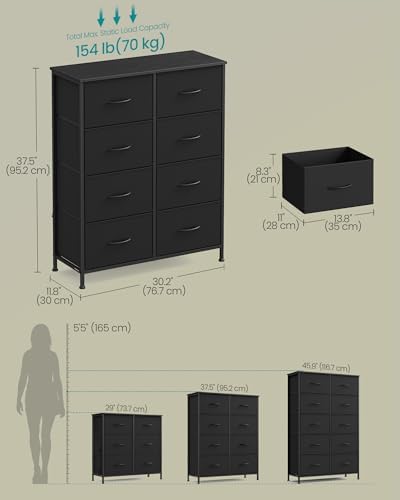 Dresser for Bedroom, Tall Dresser with 8 Fabric Drawers