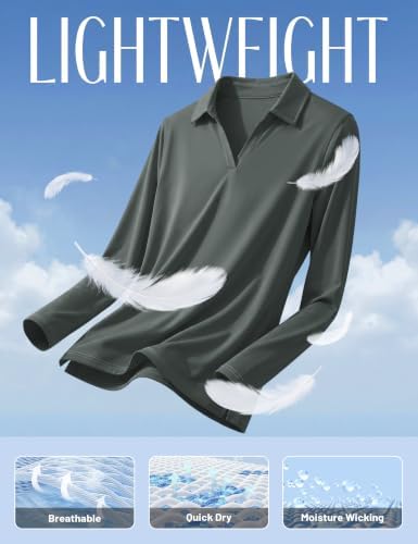 Women's Polo Shirts Long Sleeves Golf Tops V Neck Collared Shirt