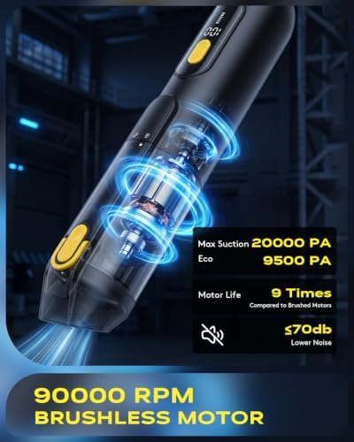 Handheld Vacuum Cleaner 20000PA High Power, 4-in-1 Mini Car Vacuum