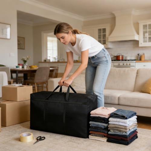 2 Pack 180L/47.5 Gallons Extra Large Storage Bags Jumbo Duffle Bag for Travel Moving Totes Boxes Heavy Duty Stronger Handles Zippers Reusable Storage Totes for Bassinet Clothes Blankets