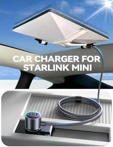 Starlink Mini Car Adapter, Dual PD 45W+USB 30W, 12V-24V, 10FT