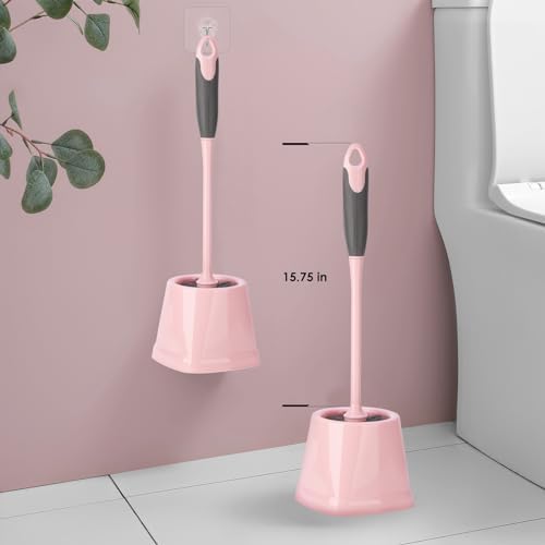 Pink Toilet Brush and Holder Set, 14 PCS Bathroom Cleaning Kit