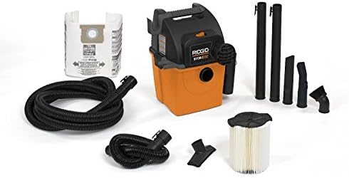 RIDGID Wet Dry Vacs VAC5000 Portable Wall Mount Wet Dry Vacuum Cleaner for Shop or Garage, 5-Gallon, 5.0 Peak Horsepower