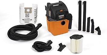RIDGID Wet Dry Vacs VAC5000 Portable Wall Mount Wet Dry Vacuum Cleaner for Shop or Garage, 5-Gallon, 5.0 Peak Horsepower