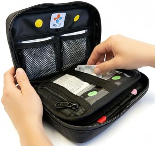 Urgent Care Travel Medicine Kit: Physician Designed Medication Pack w/ Thermometer – 20 OTC Medications (70 pieces): Pain, Allergy, Stomach, Nausea – HSA/FSA & TSA – Cruises, Flights, Dorms – USA Made