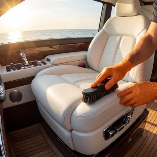 Marine Interior Detailing Brush – Soft Bristle Boat Cleaning Brush for Vinyl, Leather & Seams – Scratch-Free Detailing Brush for Cup Holders, Vents, Stitching & Dashboards – Boats, Cars & RVs