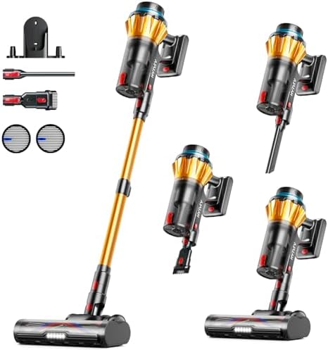 Cordless Vacuum Cleaner, 650W/60Kpa/70 Mins Cordless Stick Vacuum, Self-Standing Wireless Vacuum with LED Displsy, 1.8L Dust Cup, Anti-Tangle Vacuum Cordless, Vacuum Cleaners for Home/Pet Hair/Carpet
