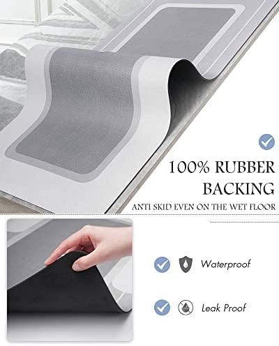 Bath Mat-Bath Mat Rug Non Slip Super Absorbent Stain Resistant Quick Dry Thin Bathroom Rug-Bath Mats for Bathroom Floor Bathtub Vanity-Bathmat Bath Rug Easy Care 17"x35" Grey
