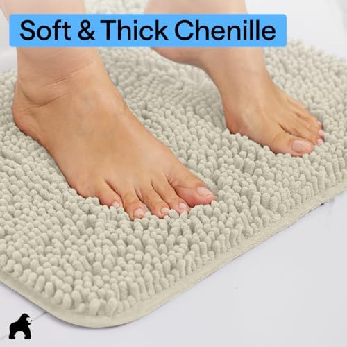 Bath Rug Mat for Bathroom, Thick Chenille, 24x17 Dusty Cloud
