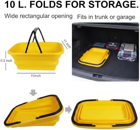 Car Wash Squeegee Kit with Collapsible Bucket for Windshield and Windows
