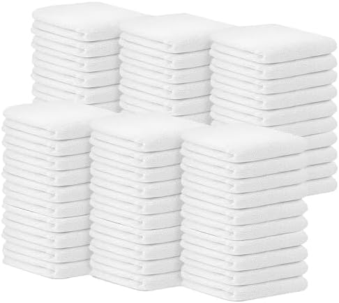 Bar Towels (Pack of 60) Size 14x17 Inches – 100% Cotton, Absorbent and Reusable Cleaning Rags, Multipurpose Cleaning Towels, Terry Cloth Rags, Durable Shop Rags (White)