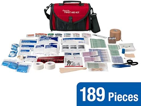 189 Piece Coaches First Aid Kit, Red, 59544