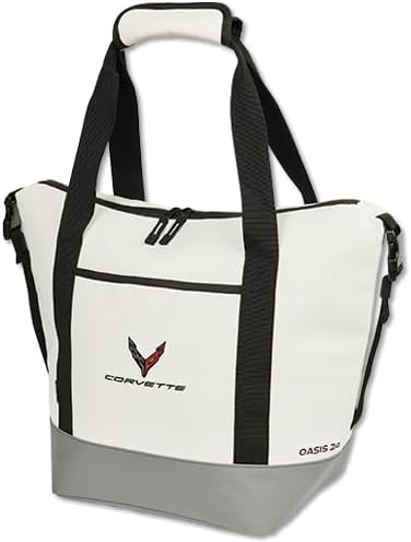 Chevrolet Corvette C8 Oasis Insulated Cooler Bag, White and Black, Portable