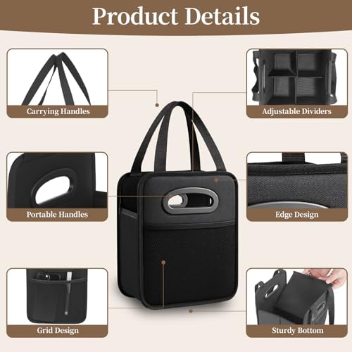 Reusable Drink Carrier Tote Bag with Handle, 4 Cups