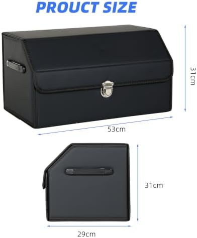Car Trunk Organizer with Sturdy Faux Leather Lid - 20.9 inch 48L