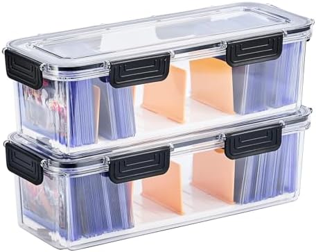 Trading Card Storage Box for Toploaders with Dividers, 2 Pack