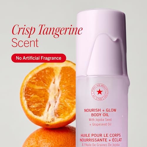 First Aid Beauty Nourish + Glow Body Oil, Crisp Tangerine Scent, 4.5 oz
