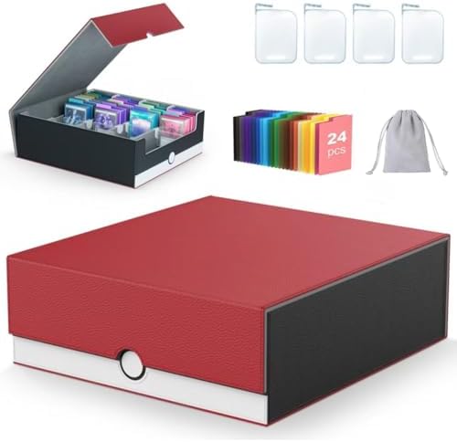 4-Row【3200+】 Trading Card Storage Box, Card Organizer Holder with 24 Dividers, Case Fit for MTG TCG Magic Commander Deck Playing Cards, Deck Box for Sport Card