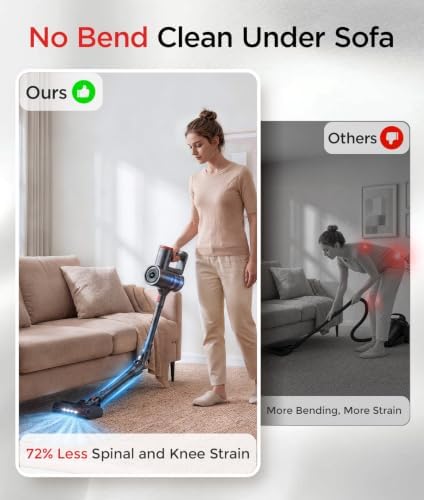 Cordless Vacuum Cleaner with Bendable Wand 45 KPA 45Mins Runtime 6-in-1