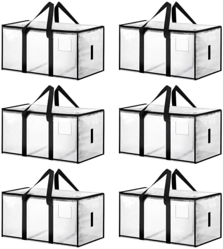 Heavy-Duty Moving Bags with strong handles (6, Clear, Medium)