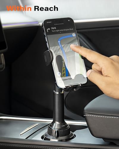 Universal Car Cup Phone Holder | Quick Extension Long Arm | 360° Swivel | Adjustable for iPhone, Samsung, Google, and All Smartphones | Stable & No Shake Design