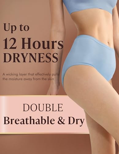 Washable Urine Absorbency Incontinence Underwear for Women Bladder Leak Proof Cotton Panties 60ML 5 Pack(Tricolor, Medium)
