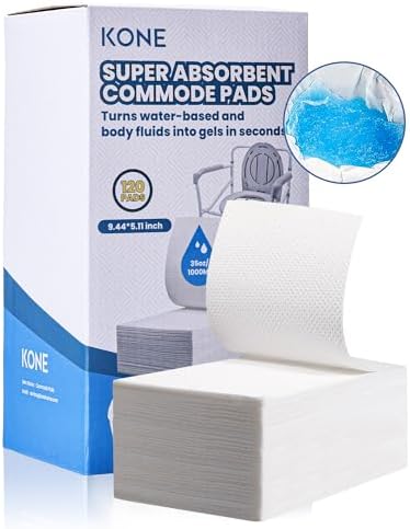 120 Count Super Absorbent Commode Pads, Disposable Toilet Pads for Adults Toilet Chair, Portable Potty, Commode Liners, Make Caregiving Easier