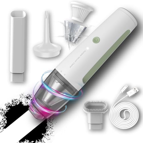 PATO Wireless Handheld Vacuum Cleaner, Mini Car-Mounted Vacuum Cleaner, Powerful Suction, 1800mAh Large-Capacity Battery, Portable Dust Collector, White