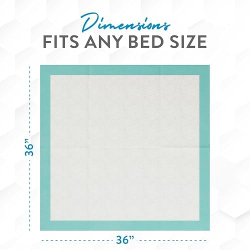 Super Absorbent Disposable Bed Pads for Chronic Incontinence Ultra Thick and Absorbent Bed Pads Disposable Adult | Pee Pads for Adults (36" X 36" Pack of 50) XX Large