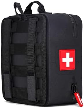 First Aid Plus Waterproof Emergency Kit with MOLLE Tear-Away Backer, Outdoor Survival Gear & First Aid Essentials for Trucks, Boats, ATVs & Adventures