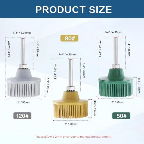 3Pcs Bristle Disc 2 Inch Gasket Remover Wheel Tool Attachments